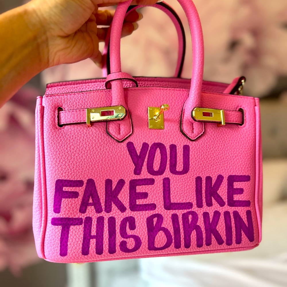 NWT - SATURDAY HOUSE: "YOU FAKE LIKE THIS BIRKIN" 27CM BUBBLE GUM PINK POPULAR!